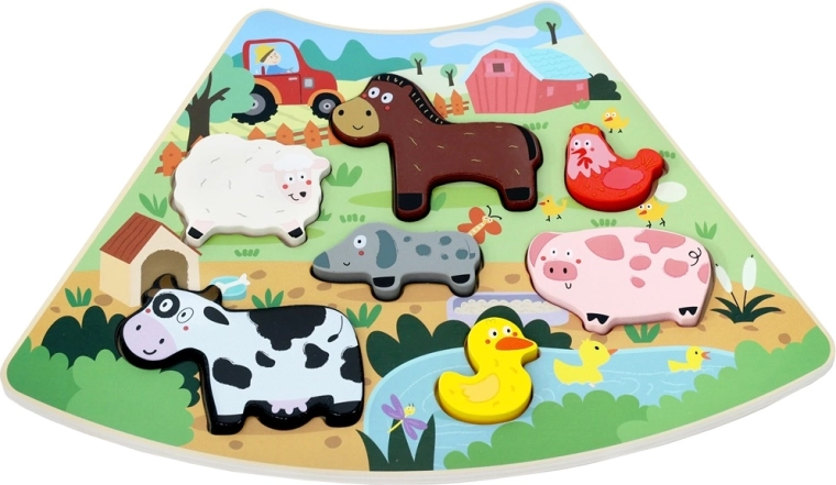 2Kids Toys houten verbindbare puzzel Vrolijke boerderij