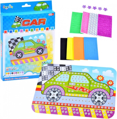 Creatieve foam mozaïek auto – sticker-set voor kinderen