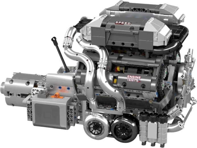 Realistische V8-motor met versnellingsbak