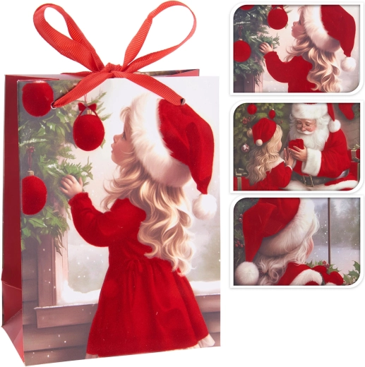 Kerstcadeautas met meisjesmotief 32 × 26 × 10 cm - 1 stuk