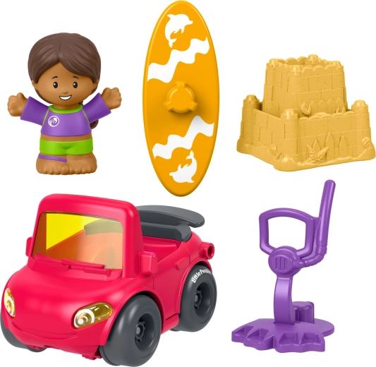 Fisher-Price Little People set met autootje, figuurtje en accessoires – een dagje strand