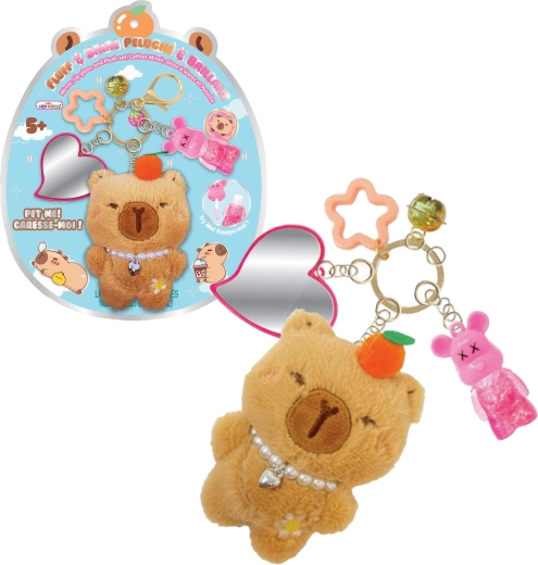 Capybara-sleutelhanger met lipgloss en spiegeltje - 1 stuk