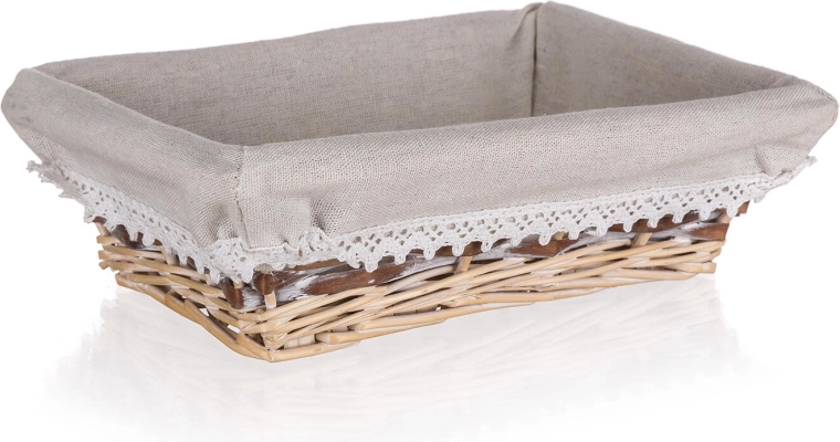 Rieten rechthoekig mandje Duo 26 × 18 cm met kant