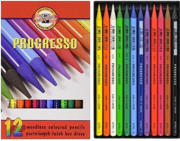 Houtloze aquarelpotloden Progresso Aquarell 12 st. KOH‑I‑NOOR