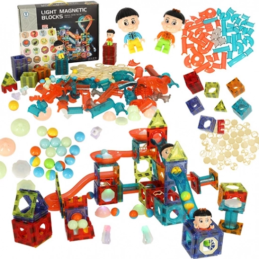 Magnetische bouwblokjes met verlichte knikkerbaan – 202