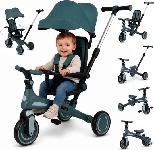 Kinderdriewieler Tiny Bike 5-in-1 die met het kind meegroeit – Groen
