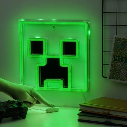 Minecraft neonlamp Creeper voor aan de muur