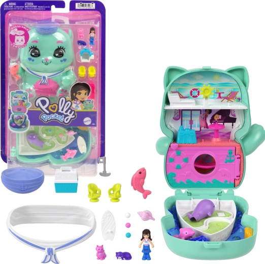 Polly Pocket compacte speelset Kattencruise met figuren en accessoires