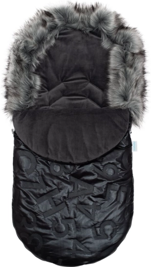 New Baby luxe wintervoetenzak met bontje zwart