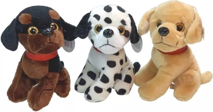 Pluchen hondje met rode halsband 30 cm