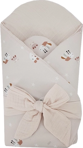 EKO mousseline inbakerdoek met uitneembare kokos-inleg Bees, beige 75 × 75 cm