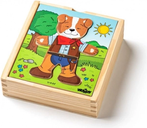 Houten aankleedpuzzel hondje