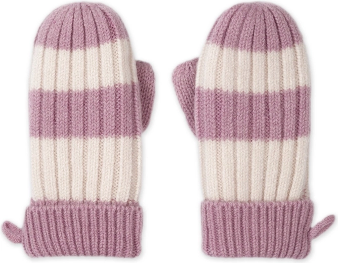 Lodger merino handschoenen stripe mauve maat 1–2 jaar