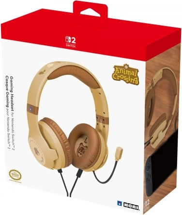 HORI gamingheadset voor Nintendo Switch 2 Animal Crossing Wood Brown