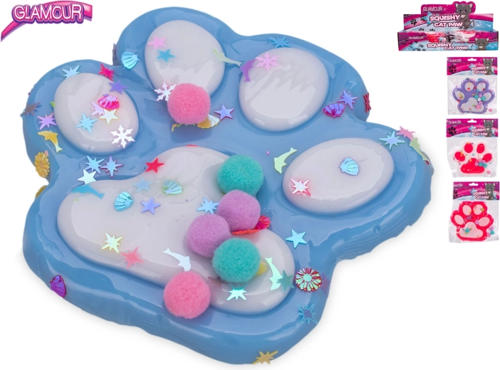 Anti-stress speelgoed kattenpoot met slijm Glamour Mega