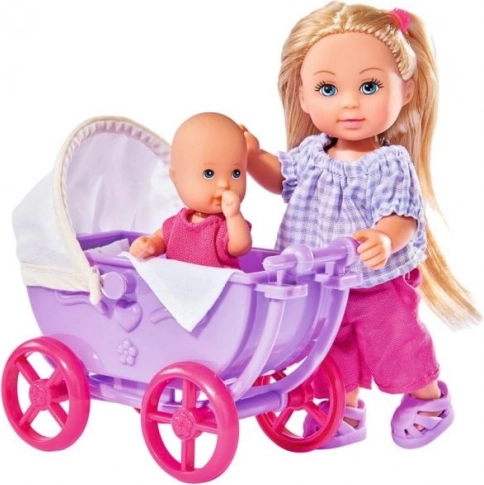 Panenka Evi Love met kinderwagen en pop
