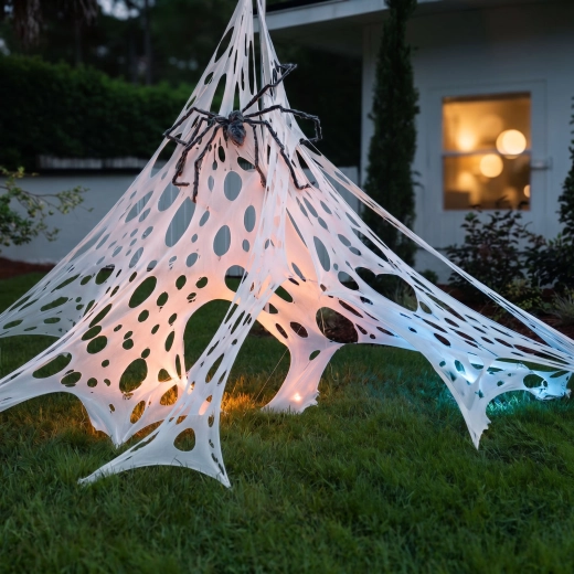 Halloween-spinragdecoratie met haringen 1 × 2 m, wit