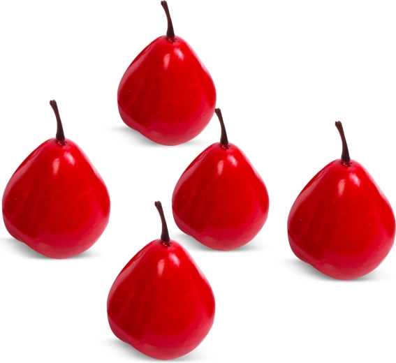 Kerstdecoratie rode peren 6 cm – 5 stuks