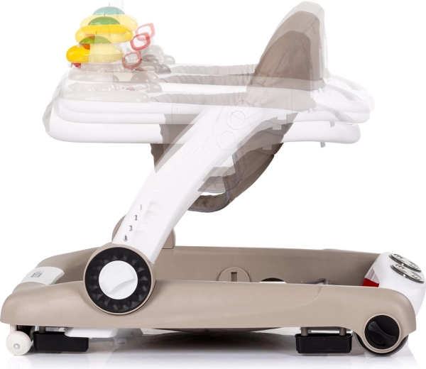 4-in-1: loopwagen, speelcentrum, springmodus en duwwagen