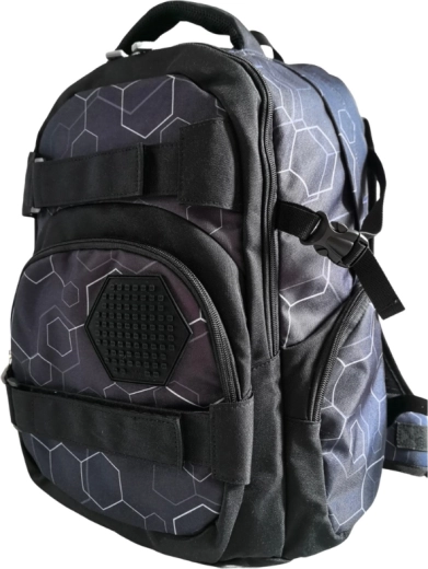 Pixie Crew studentenrugzak Hexa zwart met 100 pixels