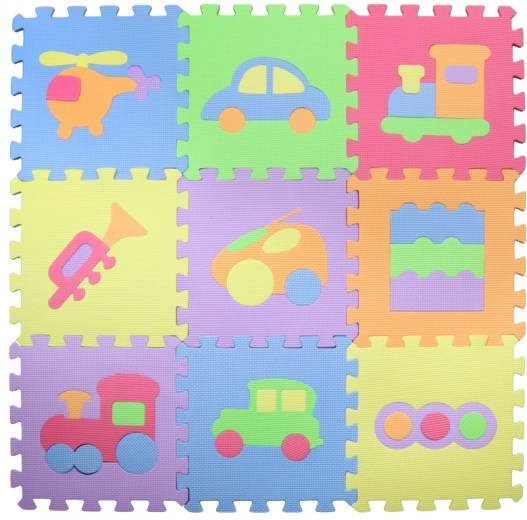 Negen verbindbare puzzelstukken