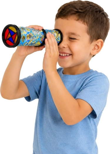 Decoratief blauw design met motieven van kaarten en astronomie