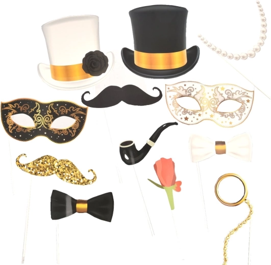 Set partyrekwisieten voor de fotobooth 12 stuks