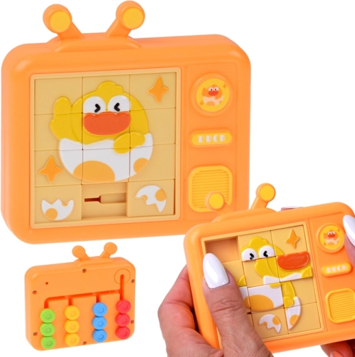 Dubbelzijdige sensorische kinderpuzzel kuikentje – schuifpuzzel en kleurrijk doolhof - 1 stuk