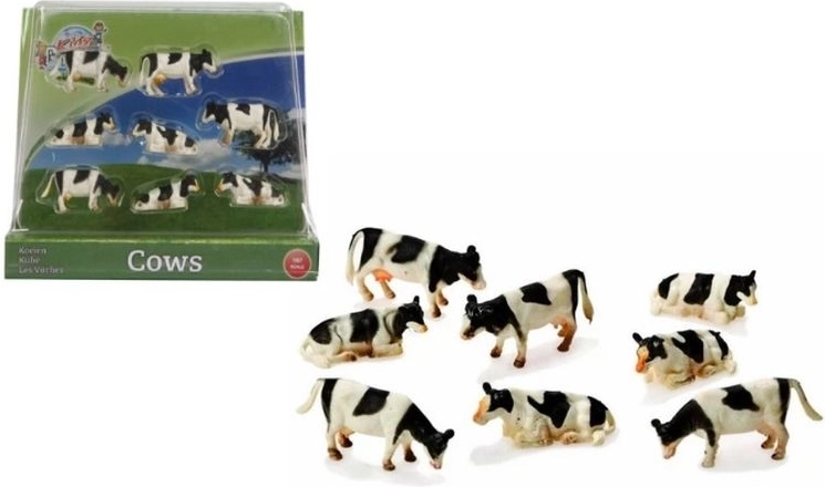 Koeienfiguurtjes 1:87 zwart-wit 8 stuks