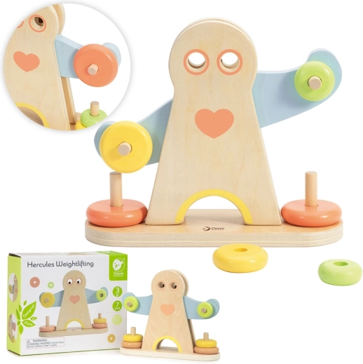 Houten balansweegschaal CLASSIC WORLD HERCULES, montessori, 7-delig