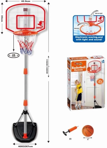 Basketbalset met verstelbare hoogte 170 cm