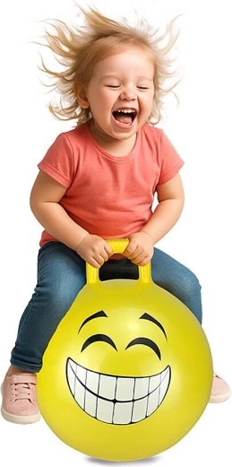 Springbal HoppyDoo Smile geel 45 cm met pomp