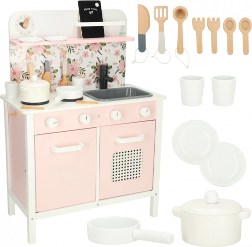 Kinder houten keukentje Lulilo Flora roze