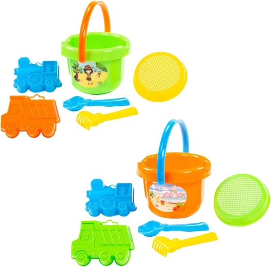 Kinderzandset met emmer, zeef en vormpjes - 1 stuk