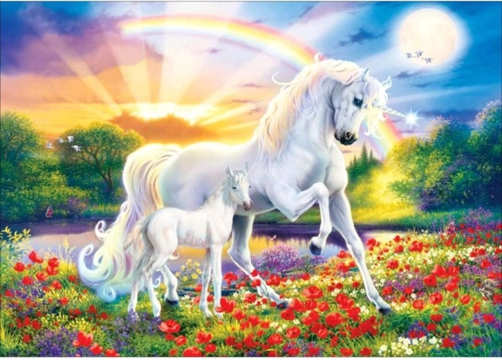 Diamantborduren (diamond painting) – twee eenhoorns 40 × 30 cm