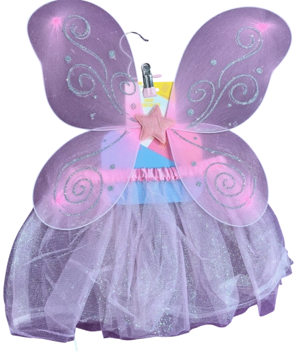 Feeënkostuum met roze vleugels en tutu-rok - 1 stuk