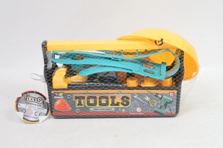Kinder gereedschapset met helm in koffertje