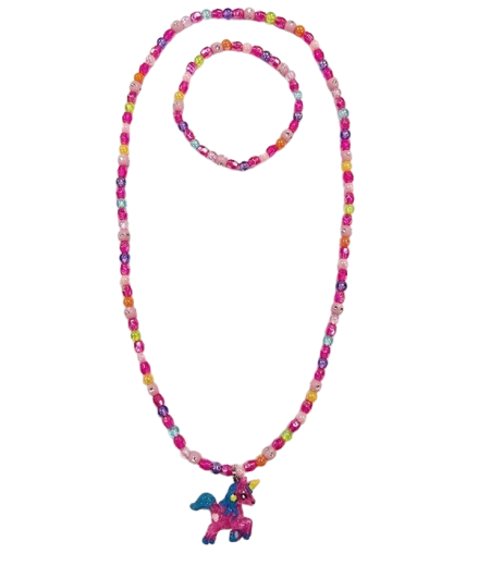 Set kindersieraden met roze eenhoornhanger