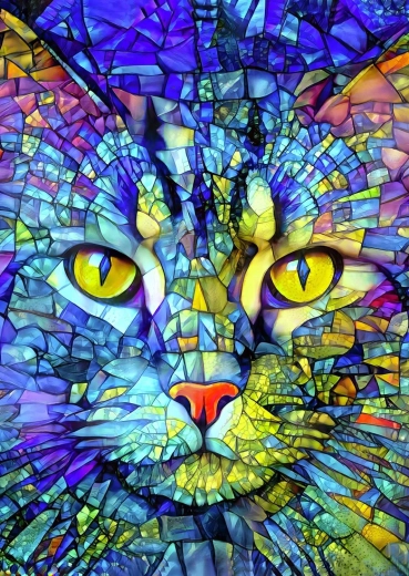 Enjoy puzzel Fiona, glas-in-loodkat 1000 stukjes