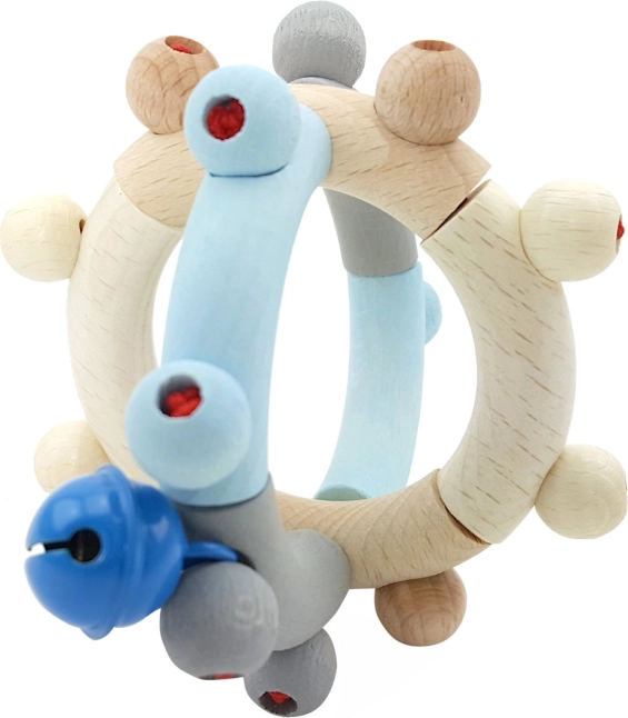 Hess houten motorische rammelaar blauw