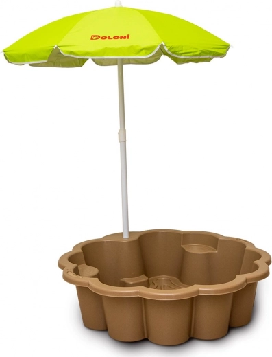 Zandbak Bloem EKO bruin met parasol