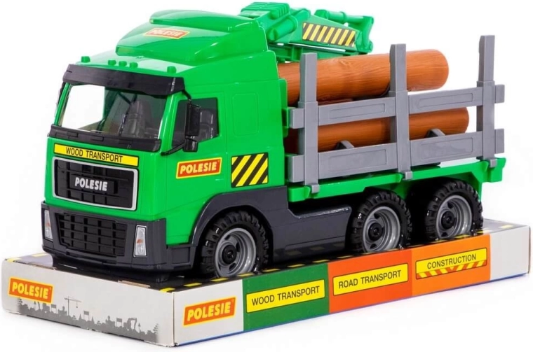 Grote Volvo kinderhouttransportvrachtwagen met kraan - 1 stuk