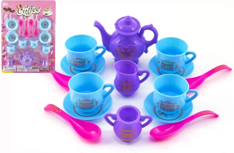 Kunststof koffie- en theeservies voor kinderen, 15-delig