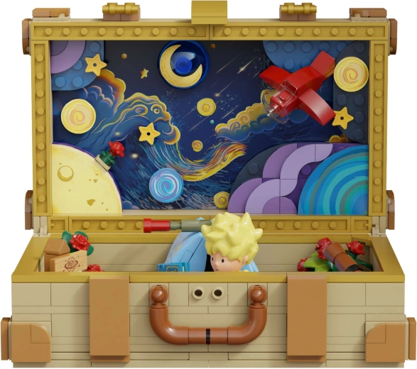 Openklapbaar koffertje met sterrenhemel-scène