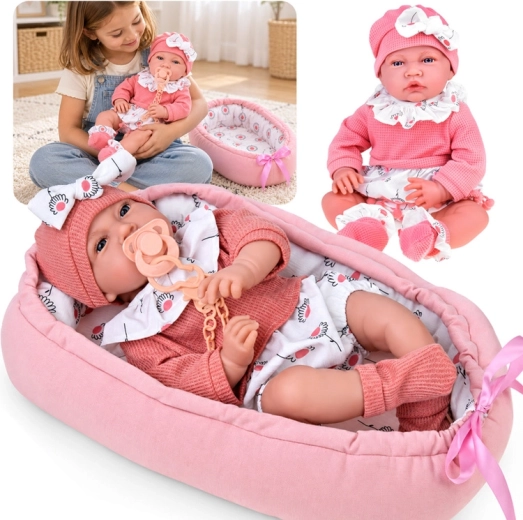 Pratende babypop met draagzak, 45 cm