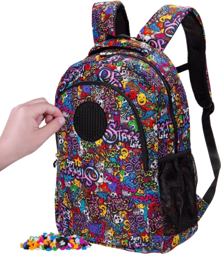 Pixie Crew studentenrugzak Junior met graffiti-print