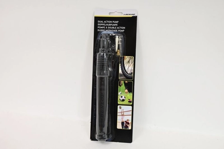 Dunlop dubbelwerkende balpomp met naald en accessoires 23,5 cm