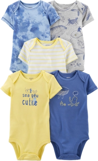 Carter's babyrompers met korte mouw Blue Ocean, set van 5 voor jongens, maat 56 (NB)