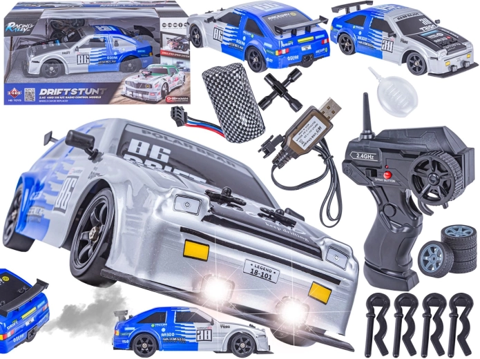 RC drift auto Toyota 1:16 4WD 2,4 GHz met stoom en LED-lichten - 1 stuk