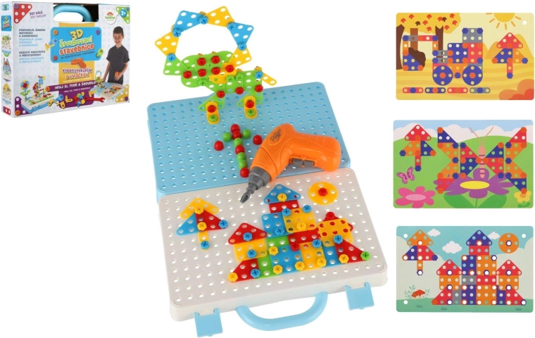 Creatieve 3D schroefbouwset in koffer met boormachine en sjablonen